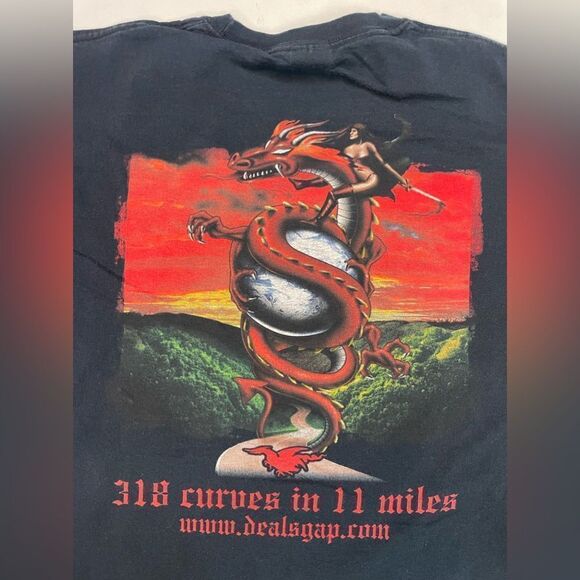 Deals Gap Resort The Dragon 318 Curves In 11 Miles Motorcycle T-shirt Men Medium - Picture 2 of 6